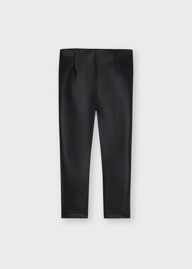 AW22 Mayoral Girls Black Faux Leather Leggings 4736