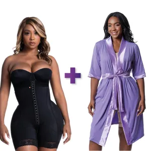 BBL & Lipo | Stage 3 Faja Colombiana Shapewear | Strapless   Post Surgery Recovery Night Gown Robe with Drain Pockets | ¾ Sleeves