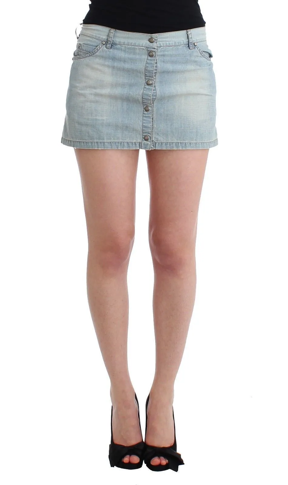 Beachwear Blue Denim Mini Skirt A-Line