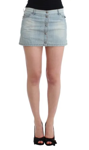 Beachwear Blue Denim Mini Skirt A-Line