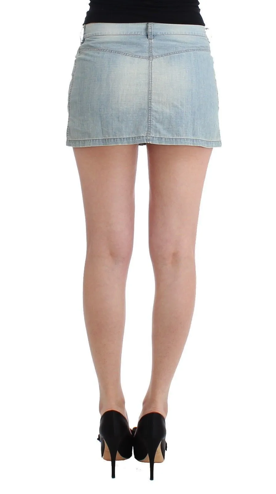 Beachwear Blue Denim Mini Skirt A-Line