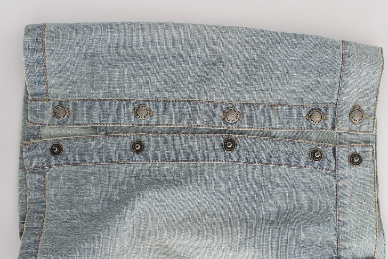 Beachwear Blue Denim Mini Skirt A-Line