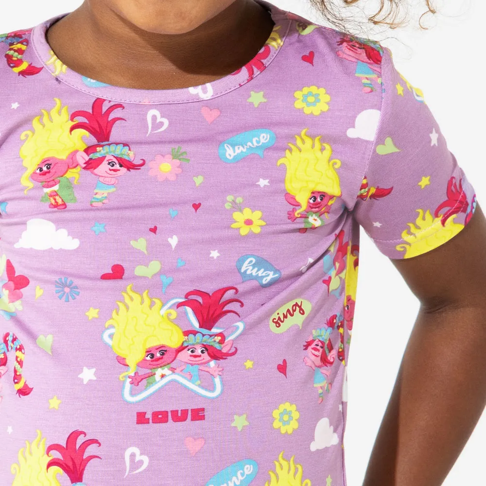 Bellabu Bear Trolls Valentine's Short Sleeve Bamboo and Shorts Set Pajamas
