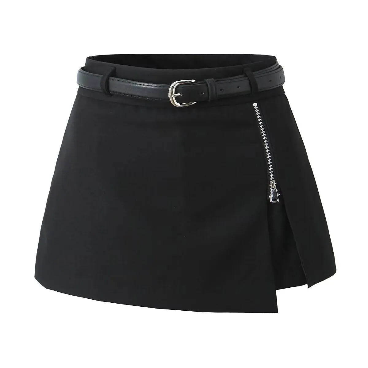 Belted Zip Up Skort