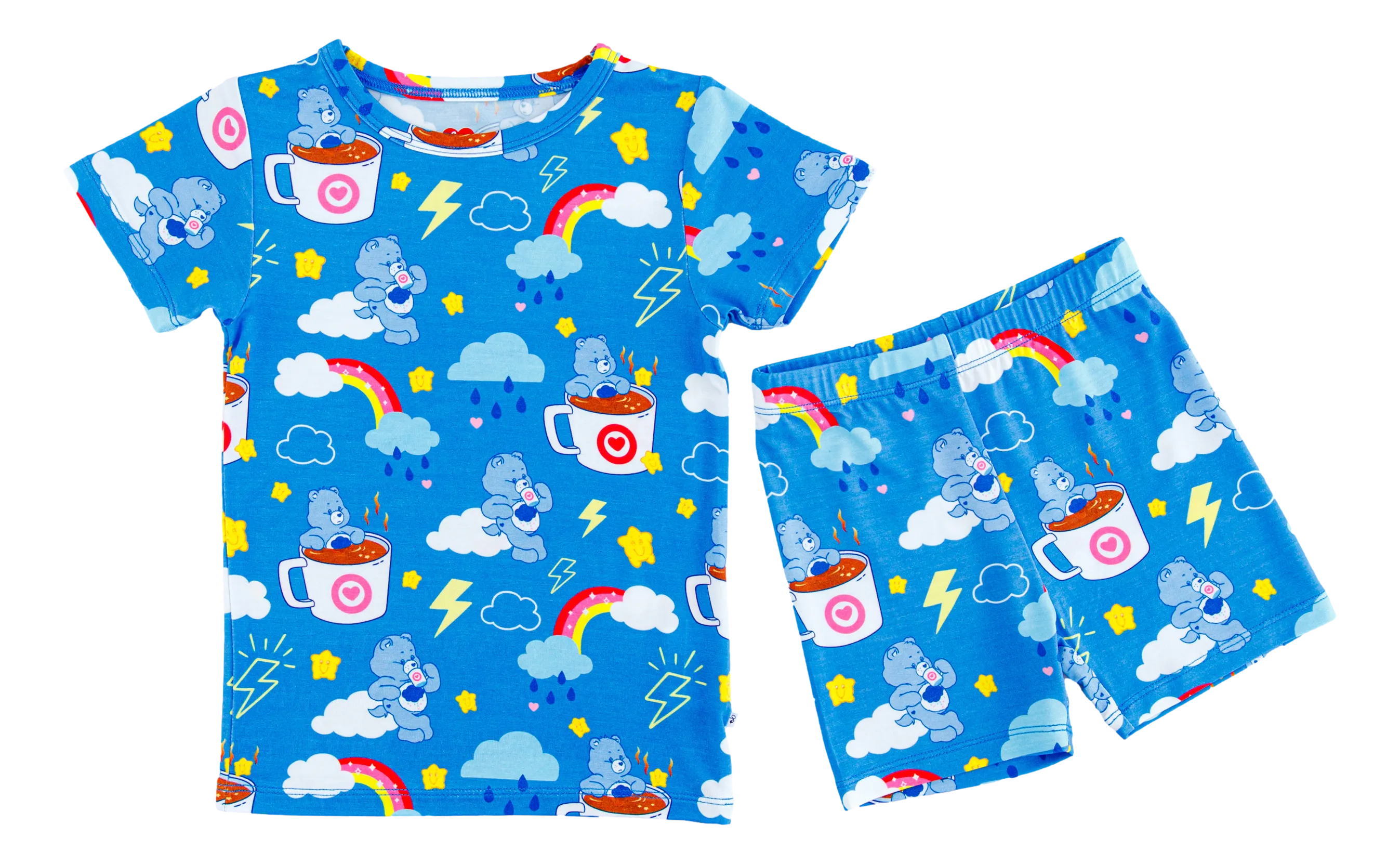Birdie Bean Care Bears™ Grumpy Coffee Print 2-piece Short Sleeve Kids Pajamas with Shorts