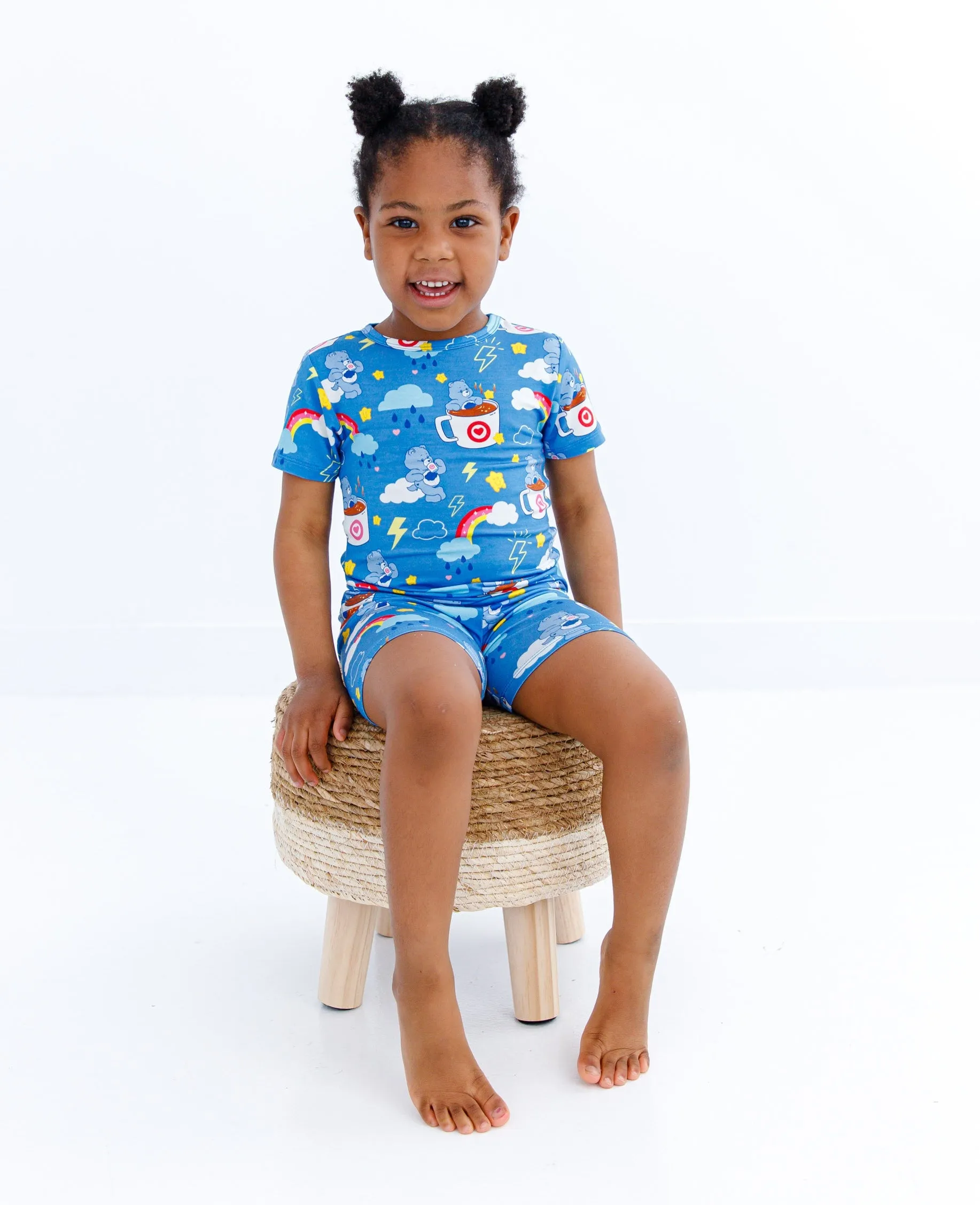 Birdie Bean Care Bears™ Grumpy Coffee Print 2-piece Short Sleeve Kids Pajamas with Shorts