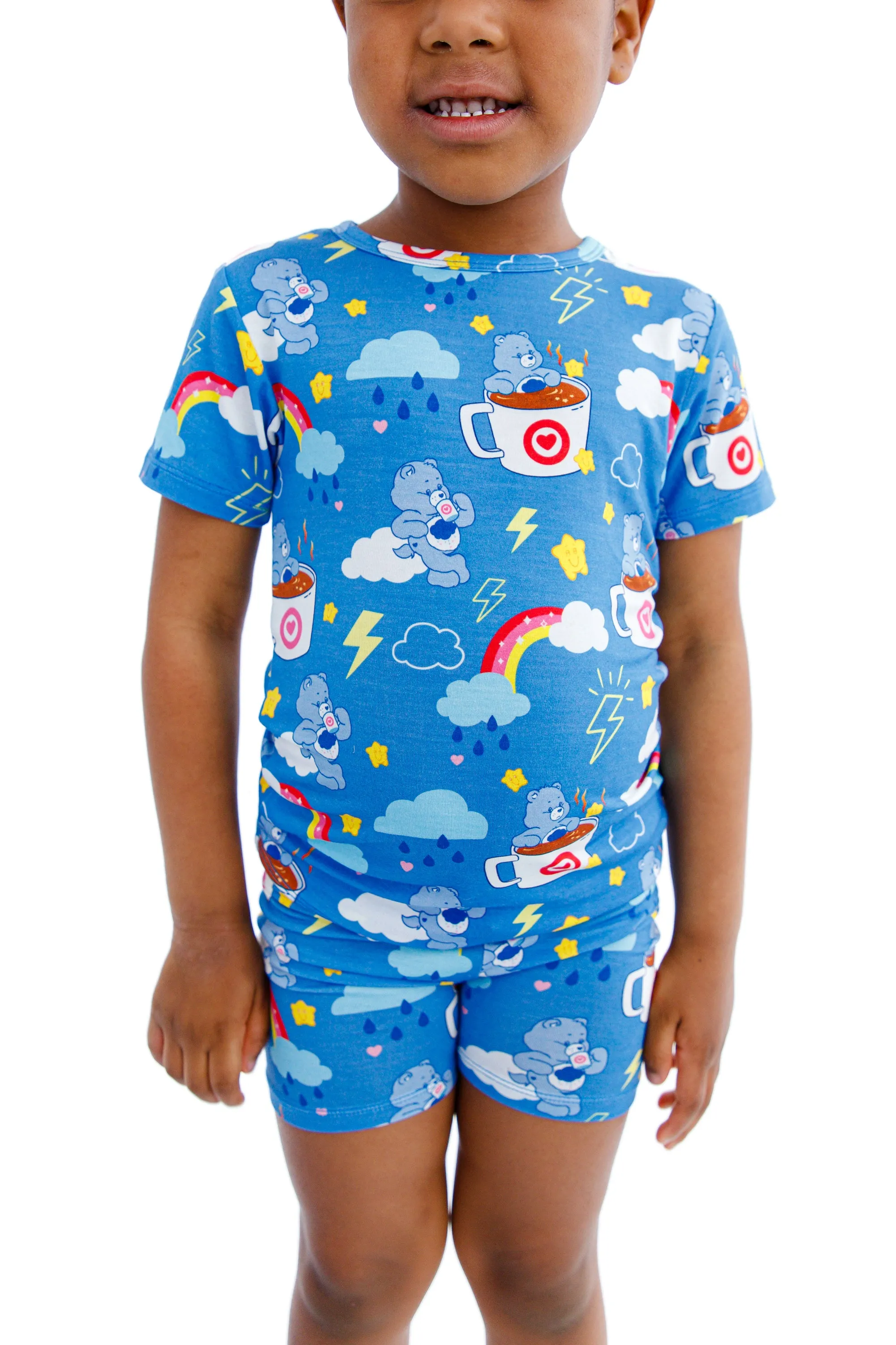 Birdie Bean Care Bears™ Grumpy Coffee Print 2-piece Short Sleeve Kids Pajamas with Shorts