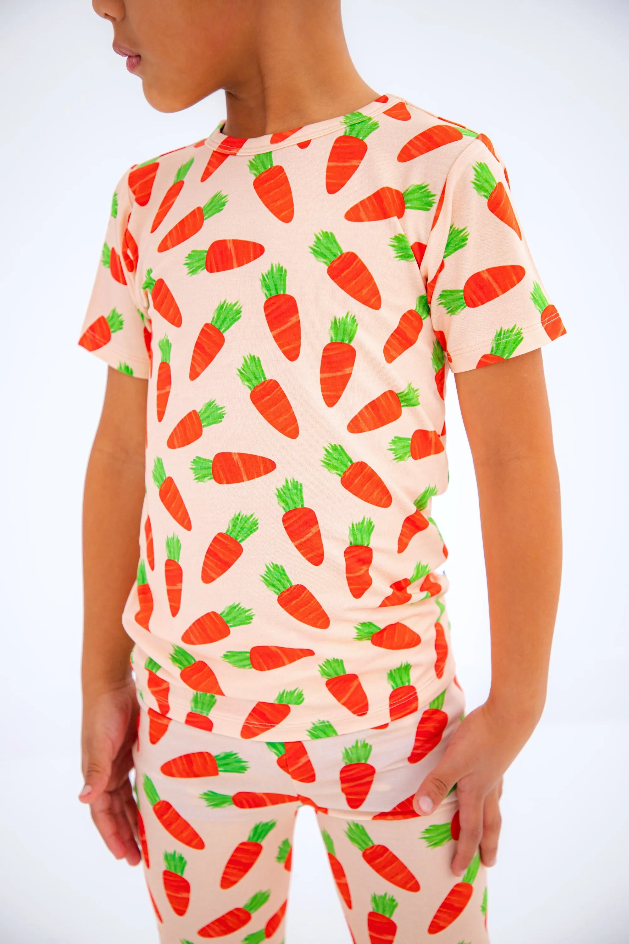 Birdie Bean Easter Carrots Ezra Print 2-piece Short Sleeve Kids Pajamas with Pants
