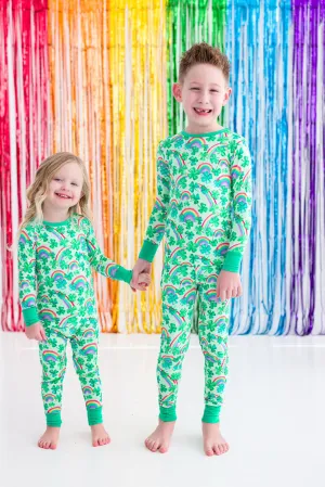 Birdie Bean Murphy St. Patrick's Day Rainbow Print 2-piece Long Sleeve Kids Pajamas with Pants