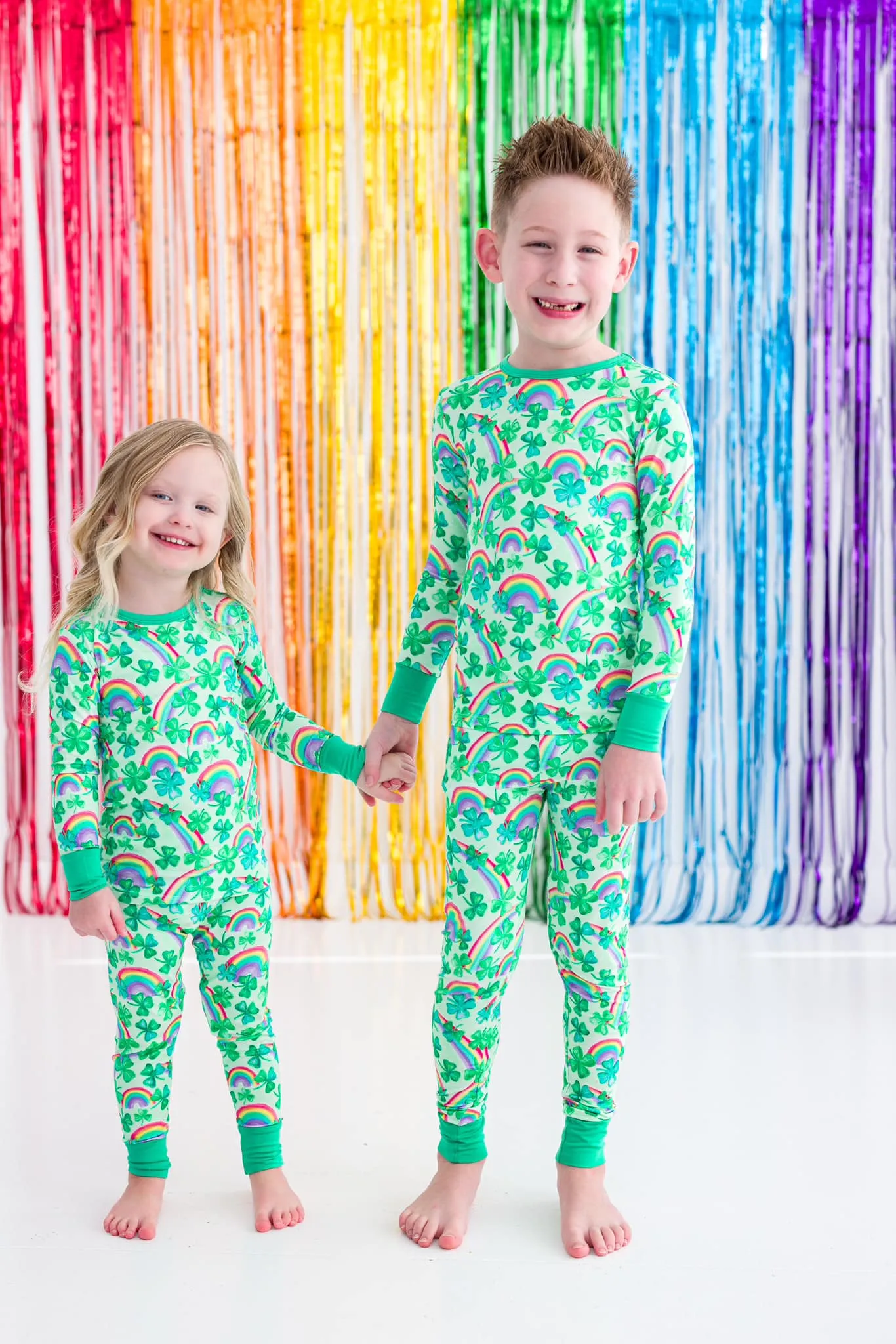 Birdie Bean Murphy St. Patrick's Day Rainbow Print 2-piece Long Sleeve Kids Pajamas with Pants