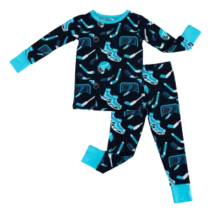 Birdie Bean Wayne Hockey Print 2-piece Long Sleeve Kids Pajamas with Pants