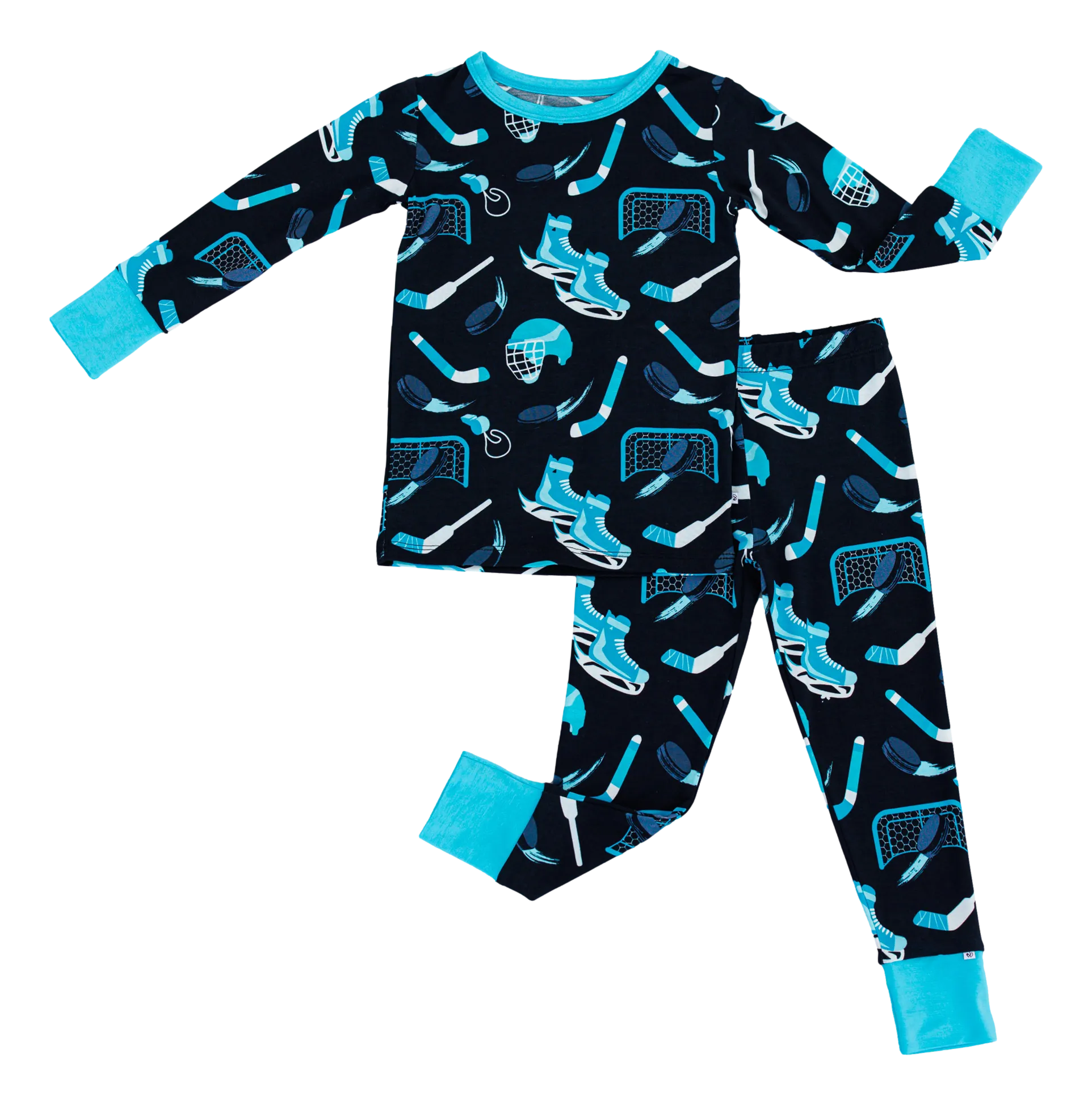 Birdie Bean Wayne Hockey Print 2-piece Long Sleeve Kids Pajamas with Pants