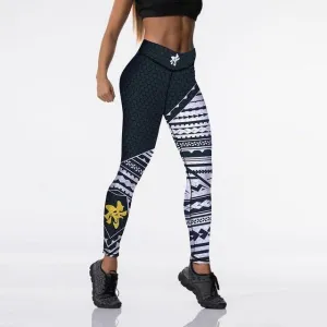 Black/White/Yellow Push Up Printed Leggings