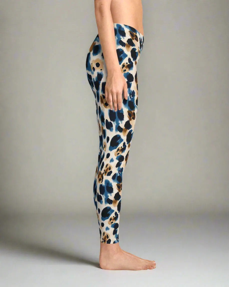Blue Spotty Leo Animal Print Leggings