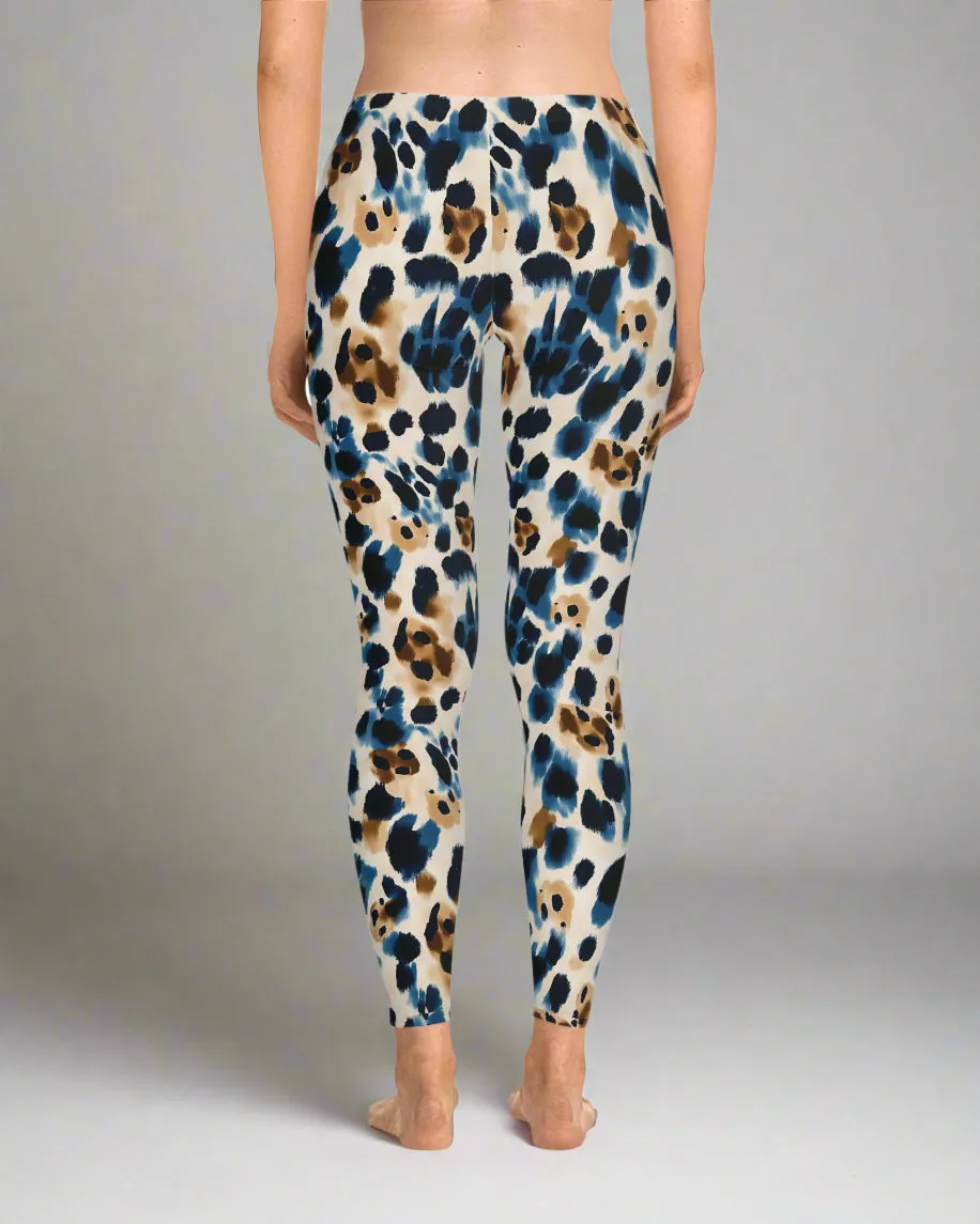 Blue Spotty Leo Animal Print Leggings