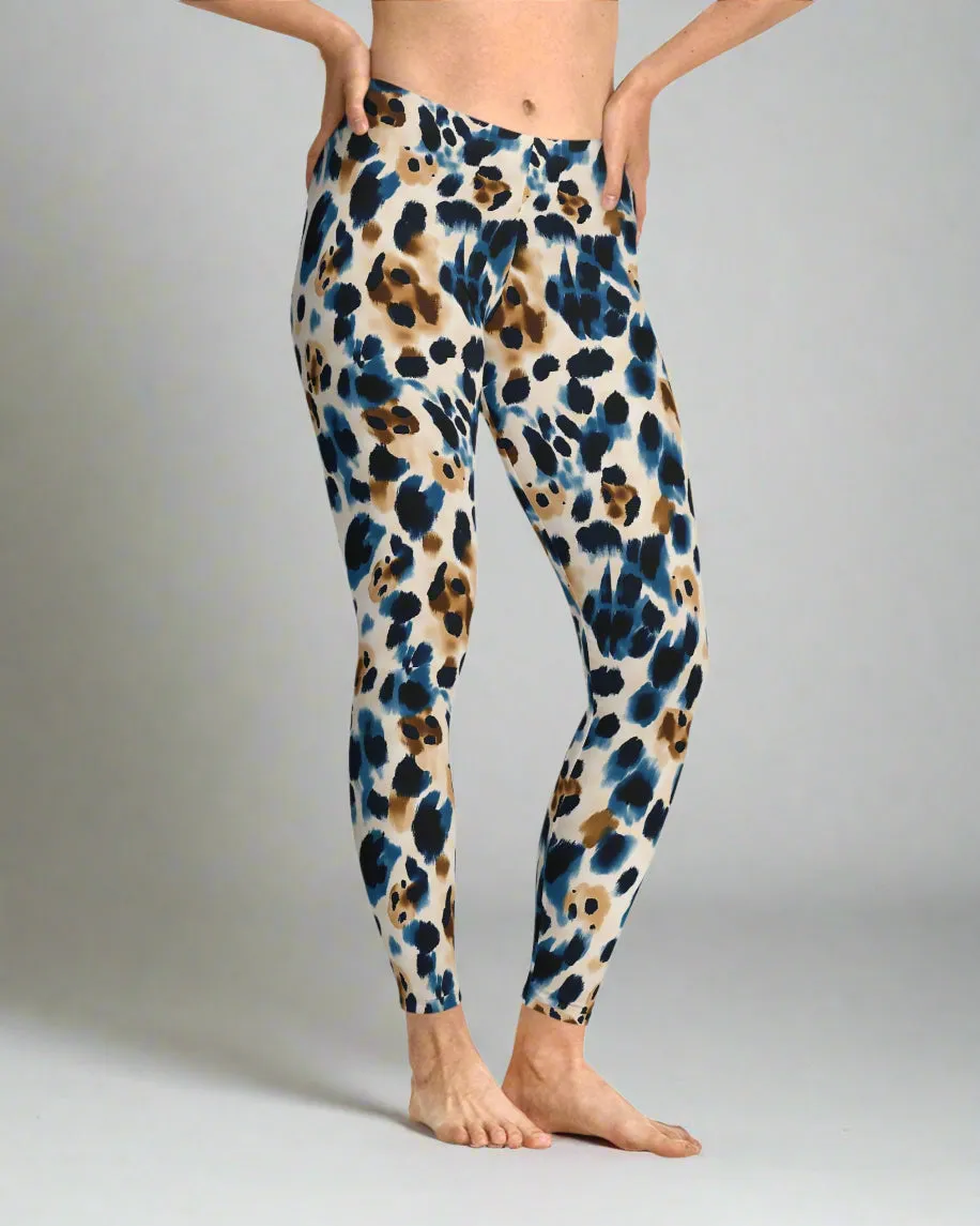 Blue Spotty Leo Animal Print Leggings