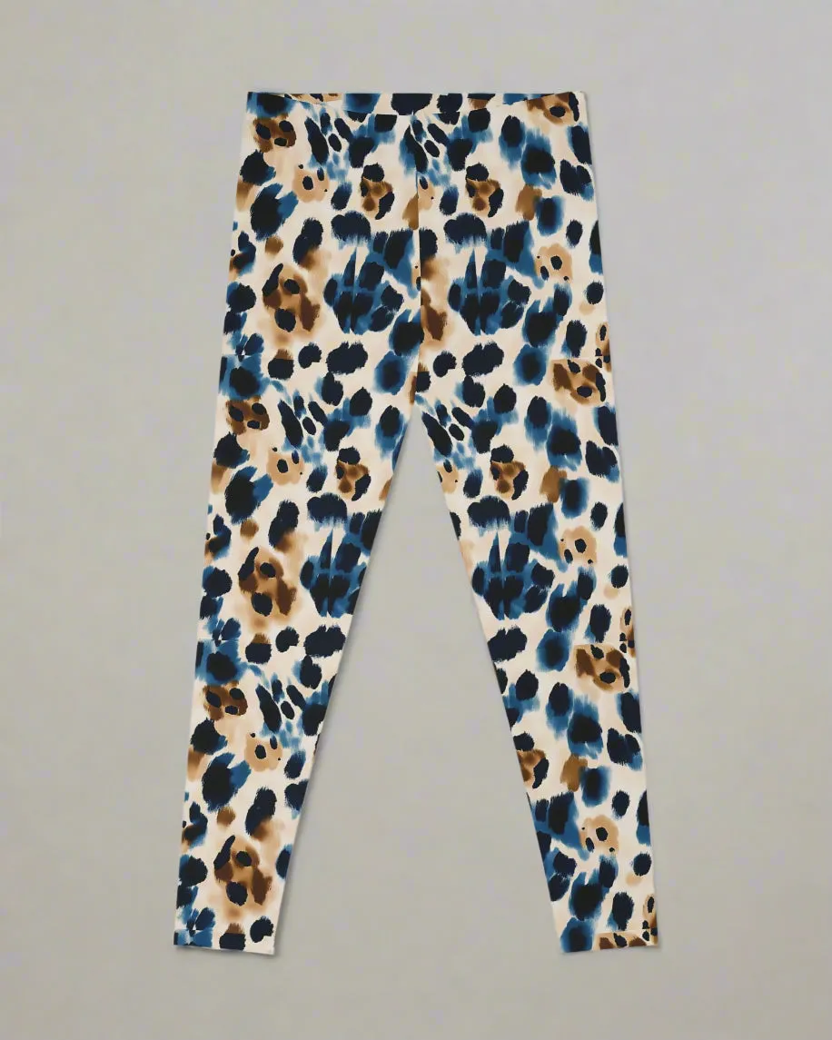 Blue Spotty Leo Animal Print Leggings