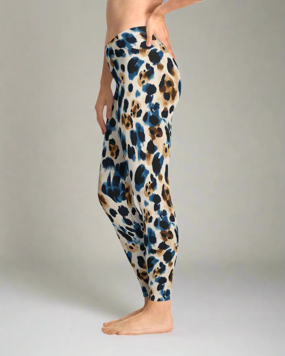 Blue Spotty Leo Animal Print Leggings