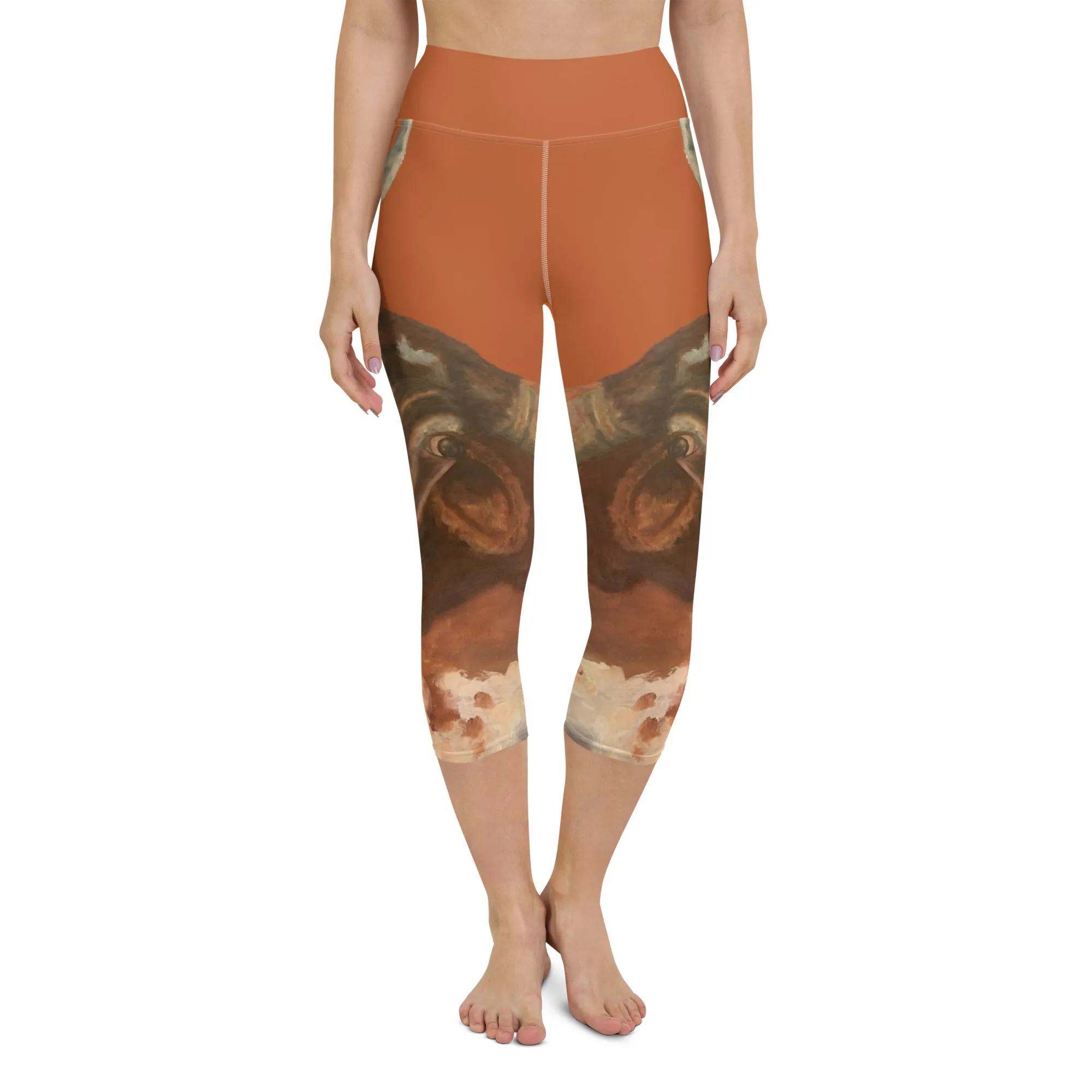Burnt Orange Longhorn Yoga Capri Leggings