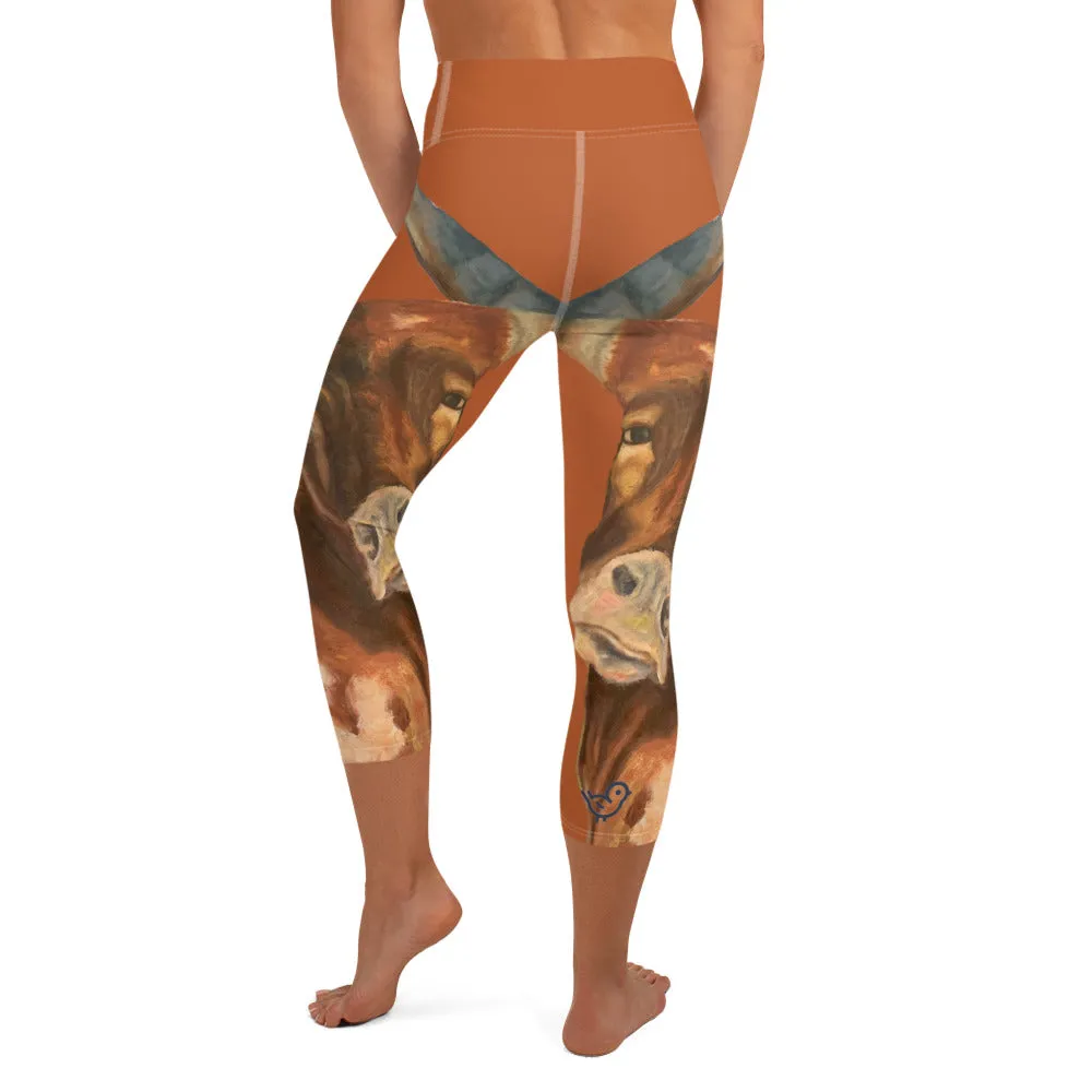 Burnt Orange Longhorn Yoga Capri Leggings