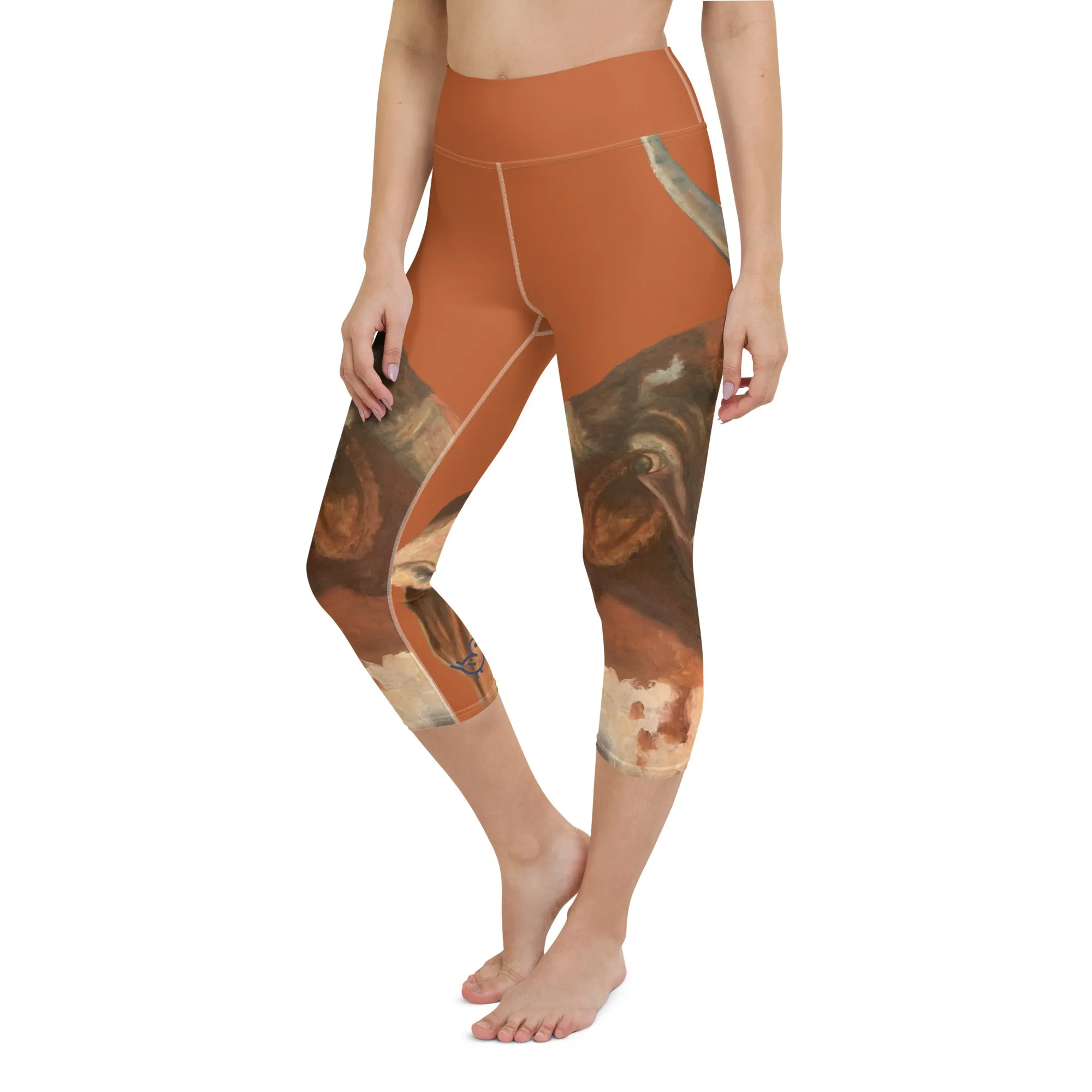 Burnt Orange Longhorn Yoga Capri Leggings