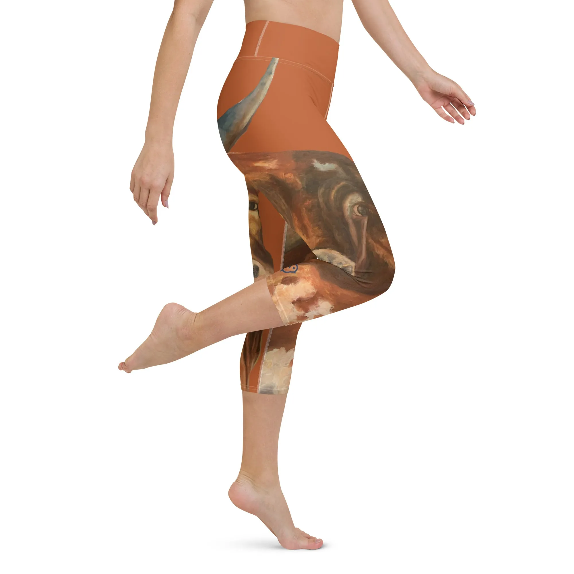 Burnt Orange Longhorn Yoga Capri Leggings