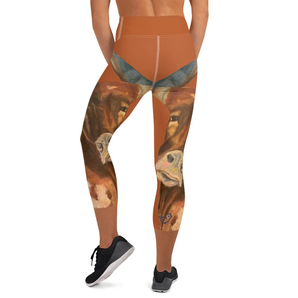 Burnt Orange Longhorn Yoga Capri Leggings