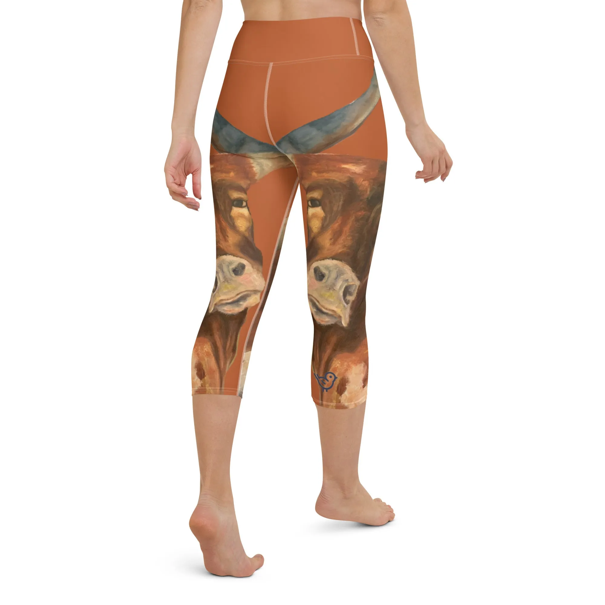 Burnt Orange Longhorn Yoga Capri Leggings
