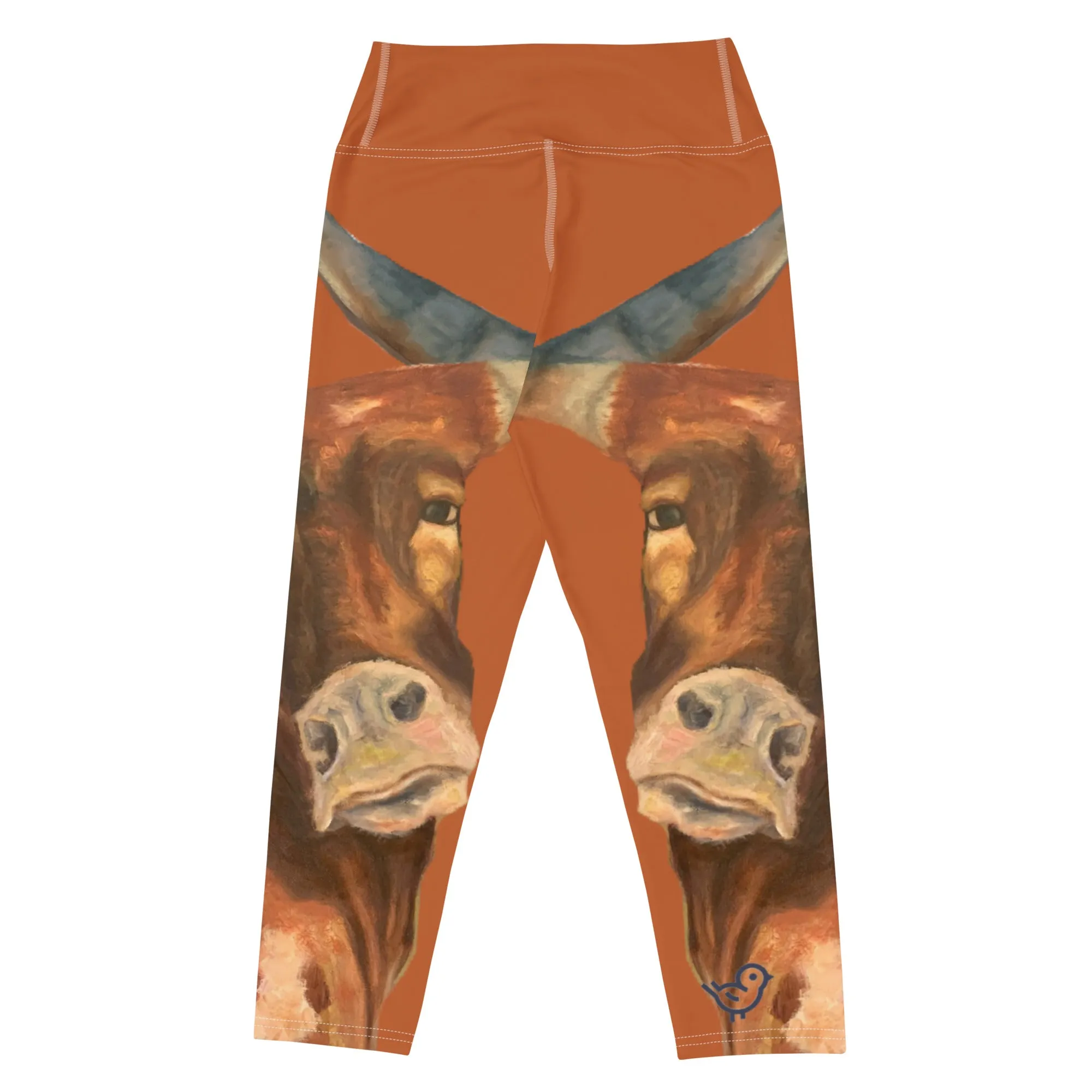 Burnt Orange Longhorn Yoga Capri Leggings
