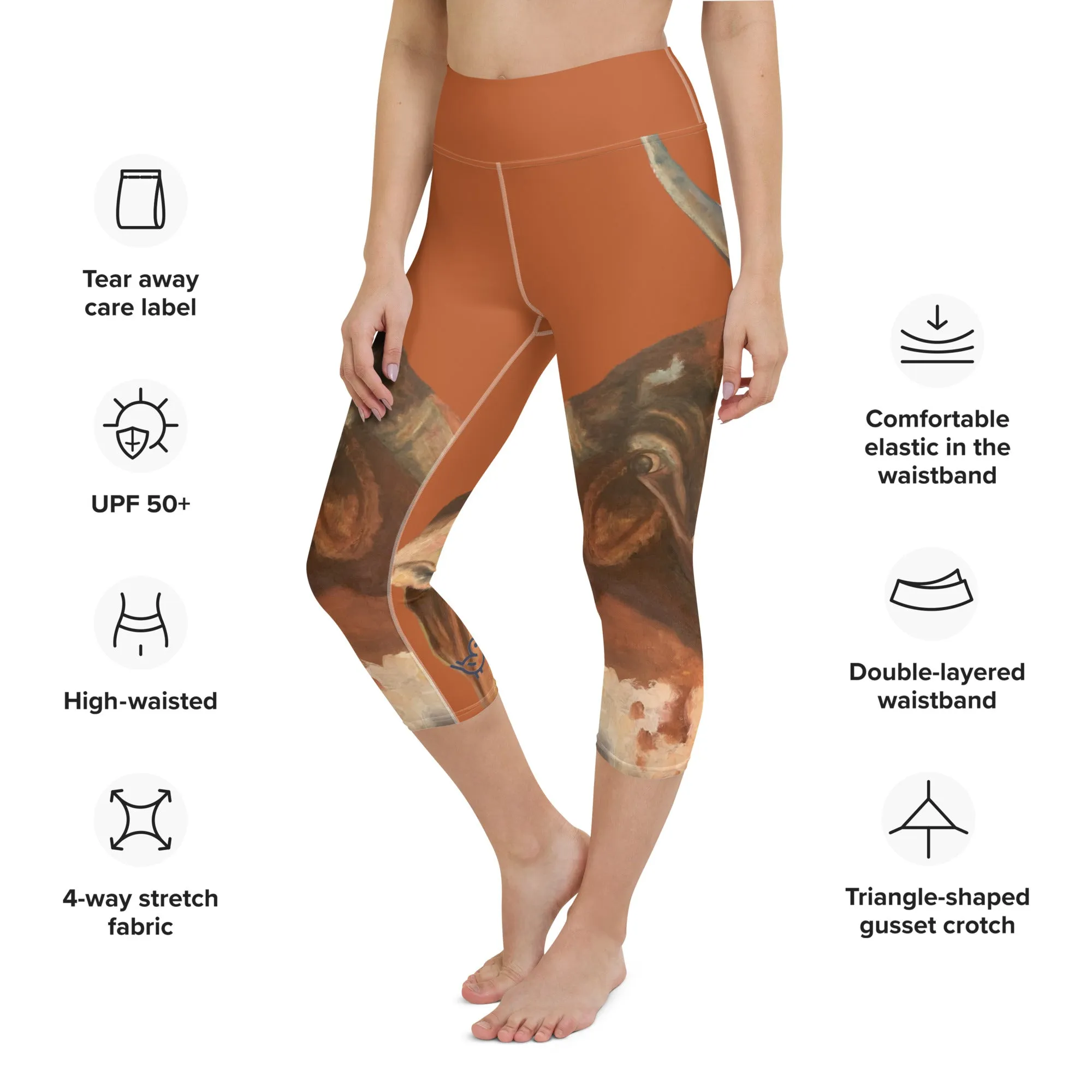 Burnt Orange Longhorn Yoga Capri Leggings