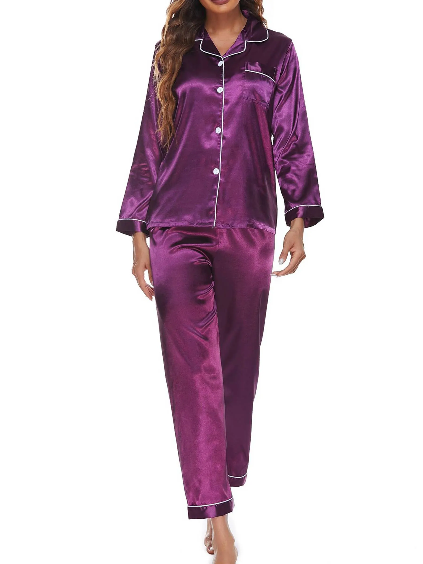 Button Up Pajamas for Women Long Sleeve Soft Set: XL / Champagne