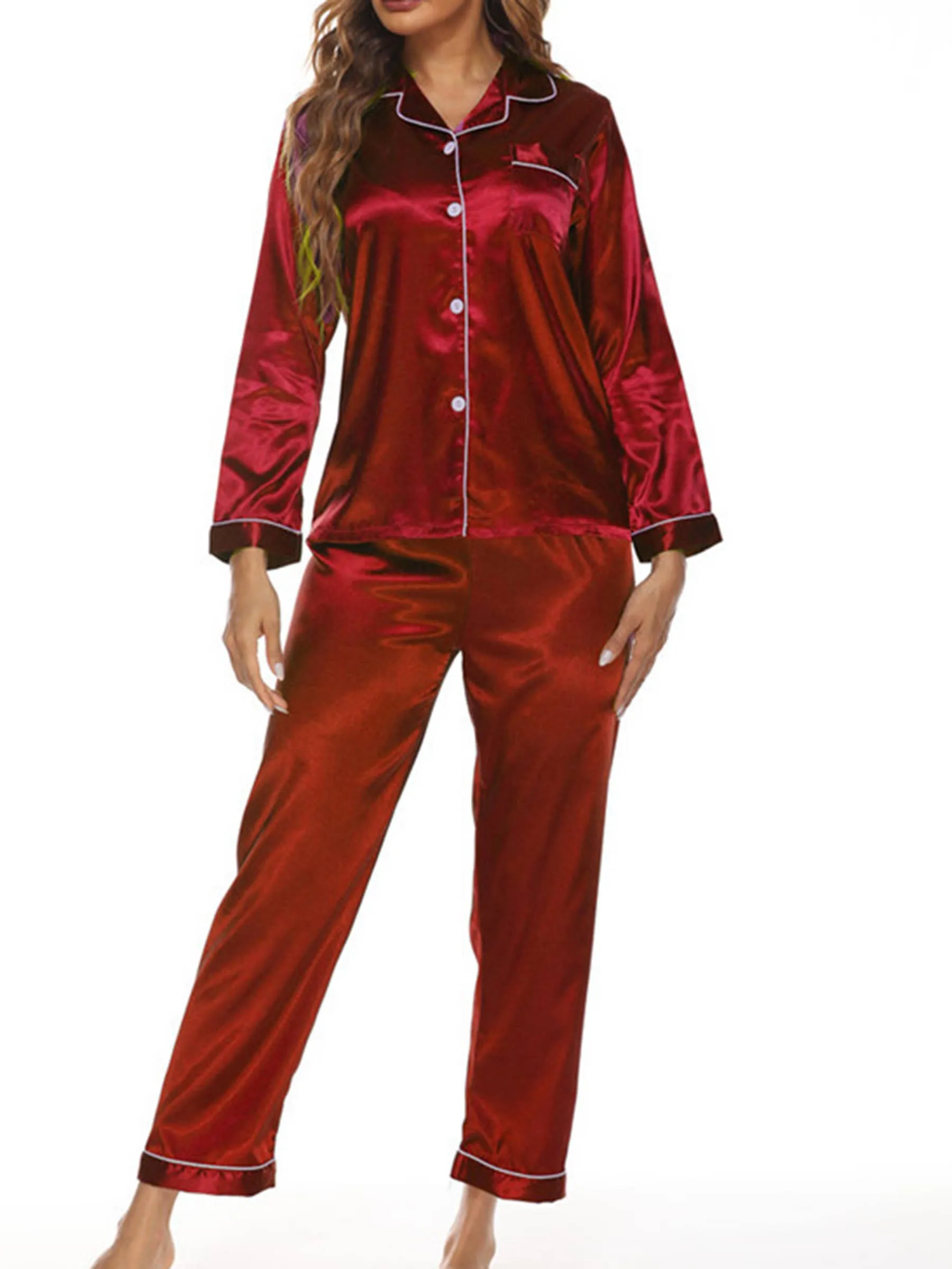 Button Up Pajamas for Women Long Sleeve Soft Set: XL / Champagne