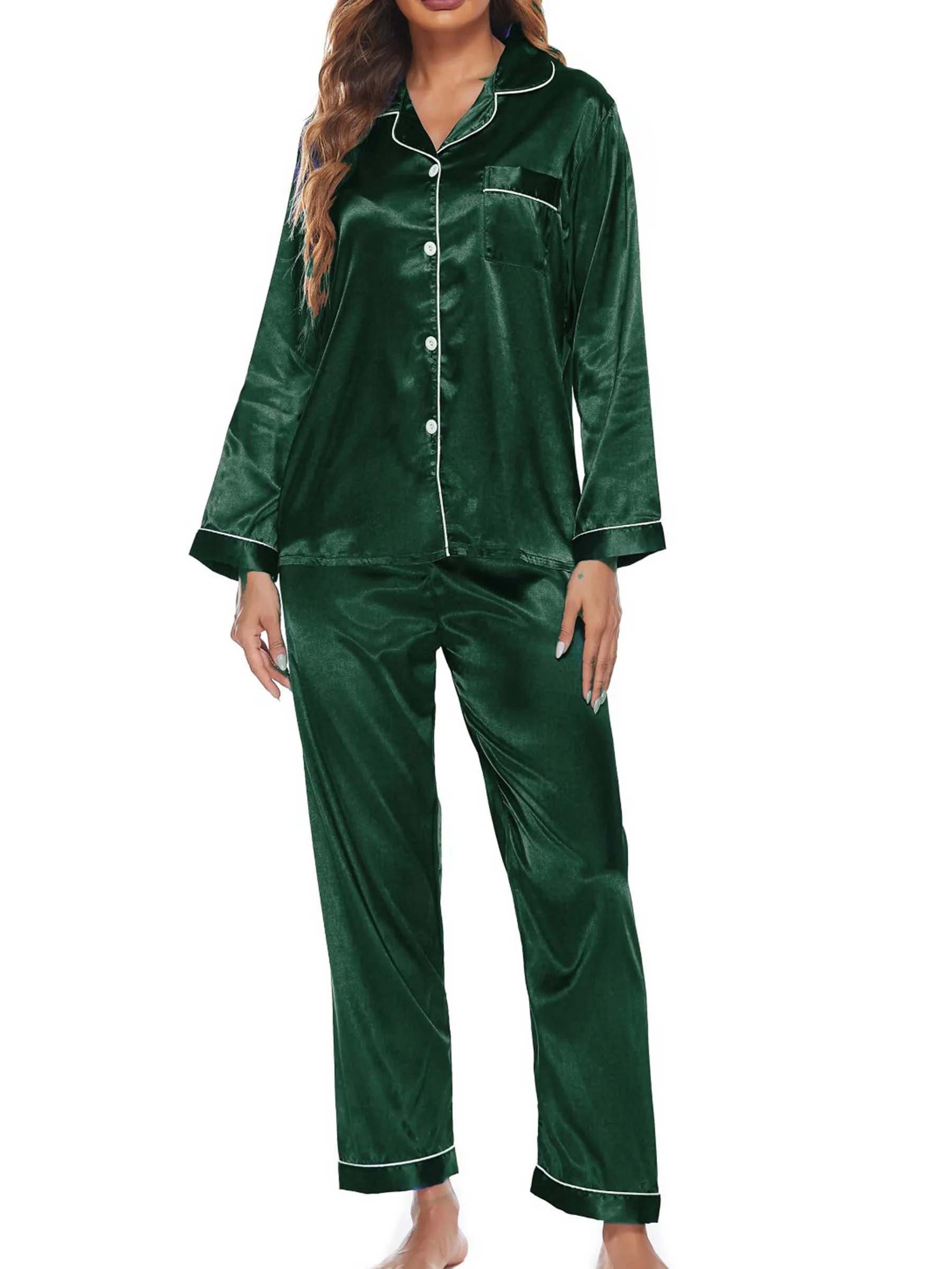 Button Up Pajamas for Women Long Sleeve Soft Set: XL / Champagne