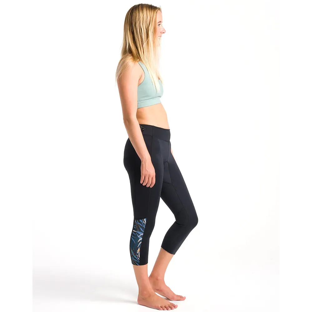 C-Skins Womens Solace 1.5mm Leggings - Raven Black/Tropical C