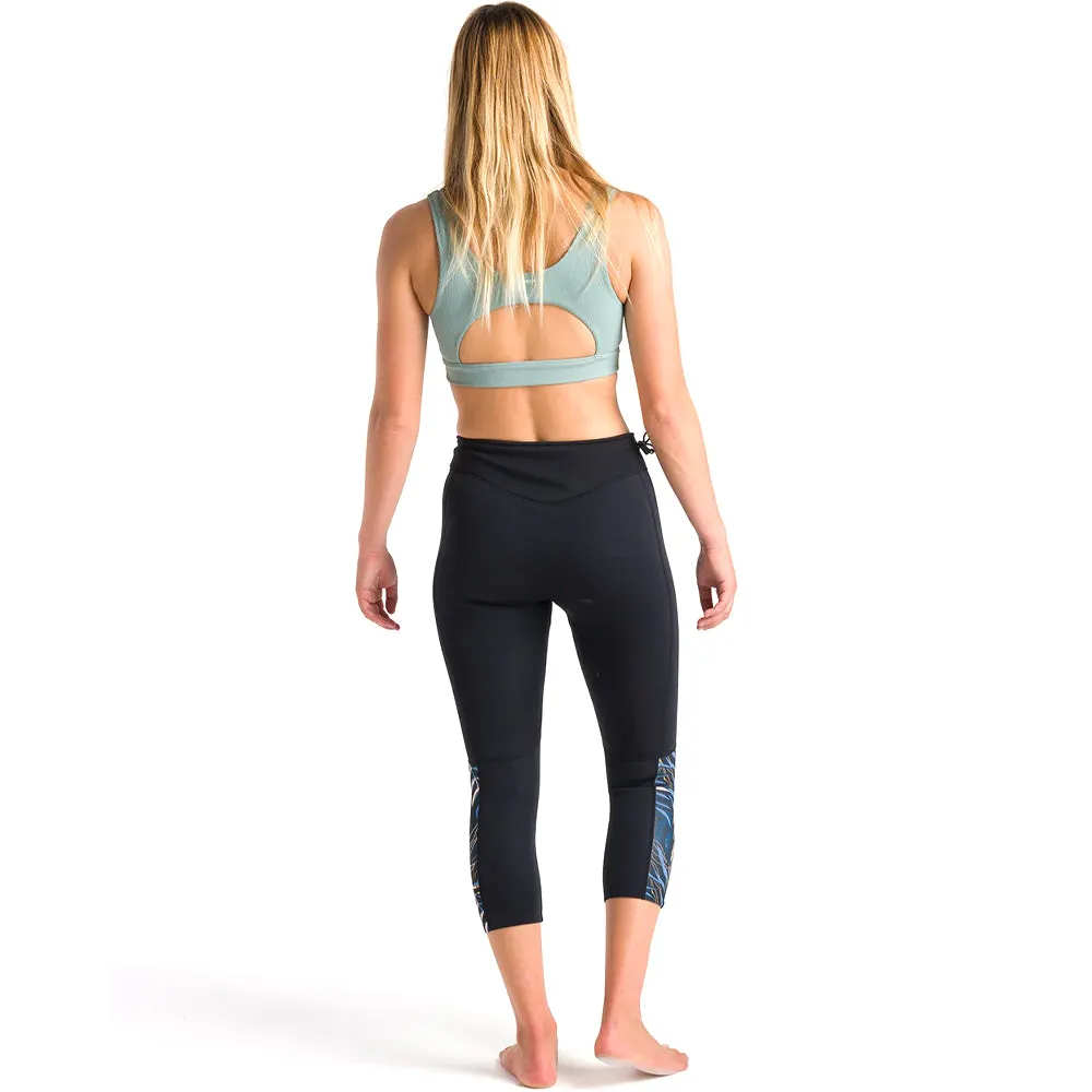 C-Skins Womens Solace 1.5mm Leggings - Raven Black/Tropical C