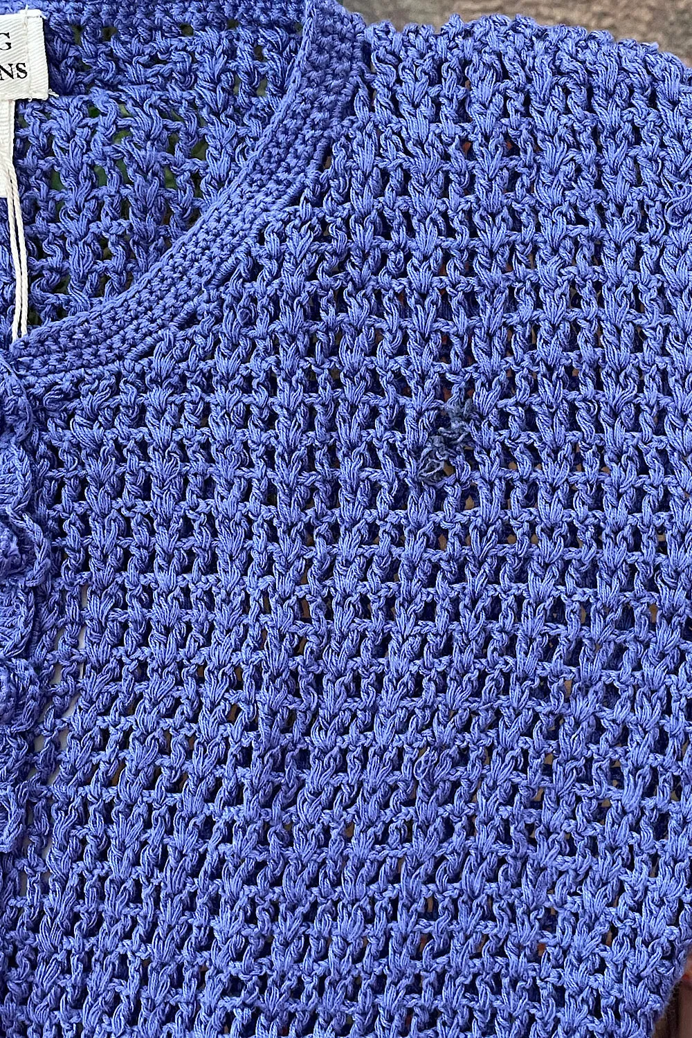 California Blue Crochet   Beaded Mini Dress