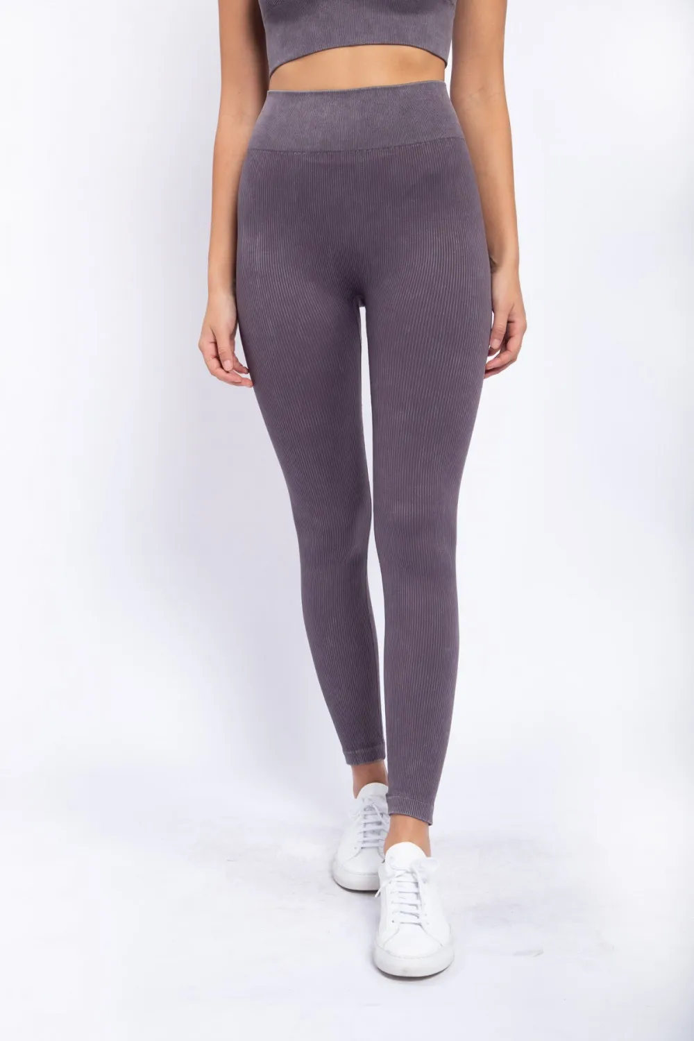 Carolyne Ribbed Mineral Wash Seamless Highwaist Leggings