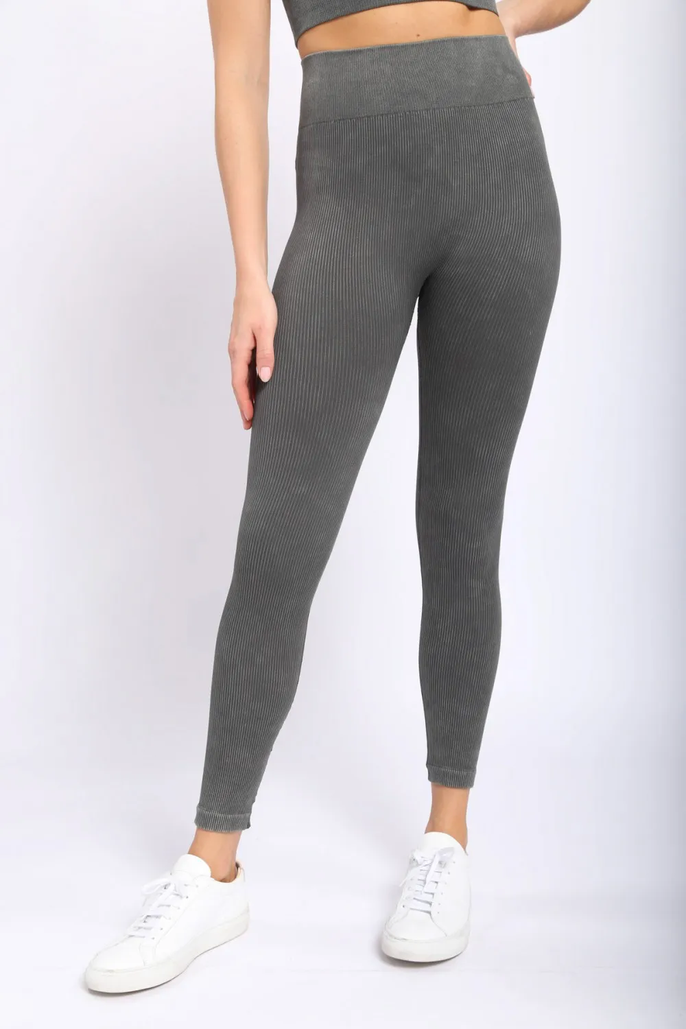 Carolyne Ribbed Mineral Wash Seamless Highwaist Leggings