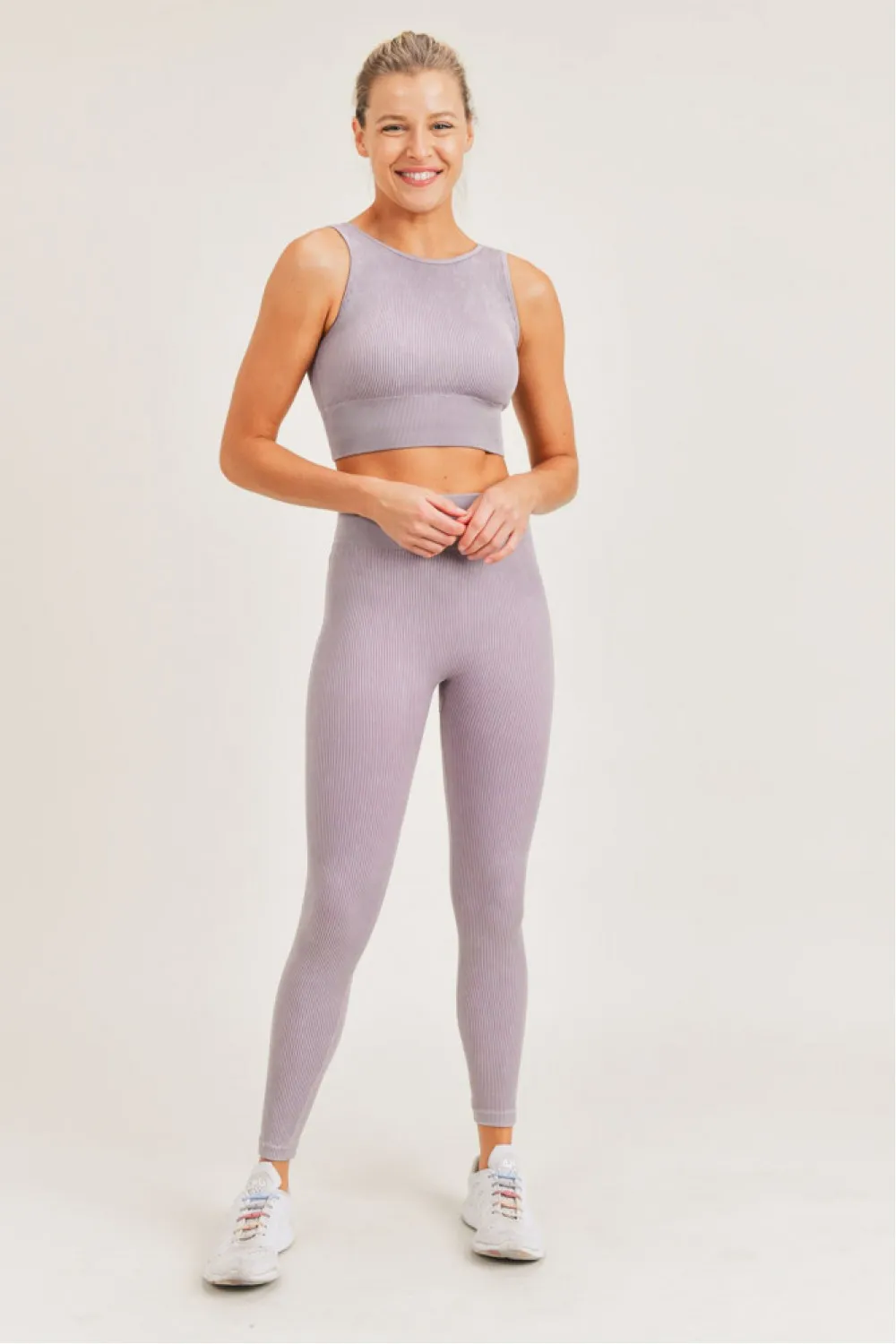 Carolyne Ribbed Mineral Wash Seamless Highwaist Leggings