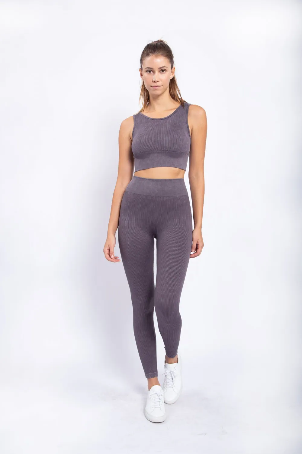 Carolyne Ribbed Mineral Wash Seamless Highwaist Leggings