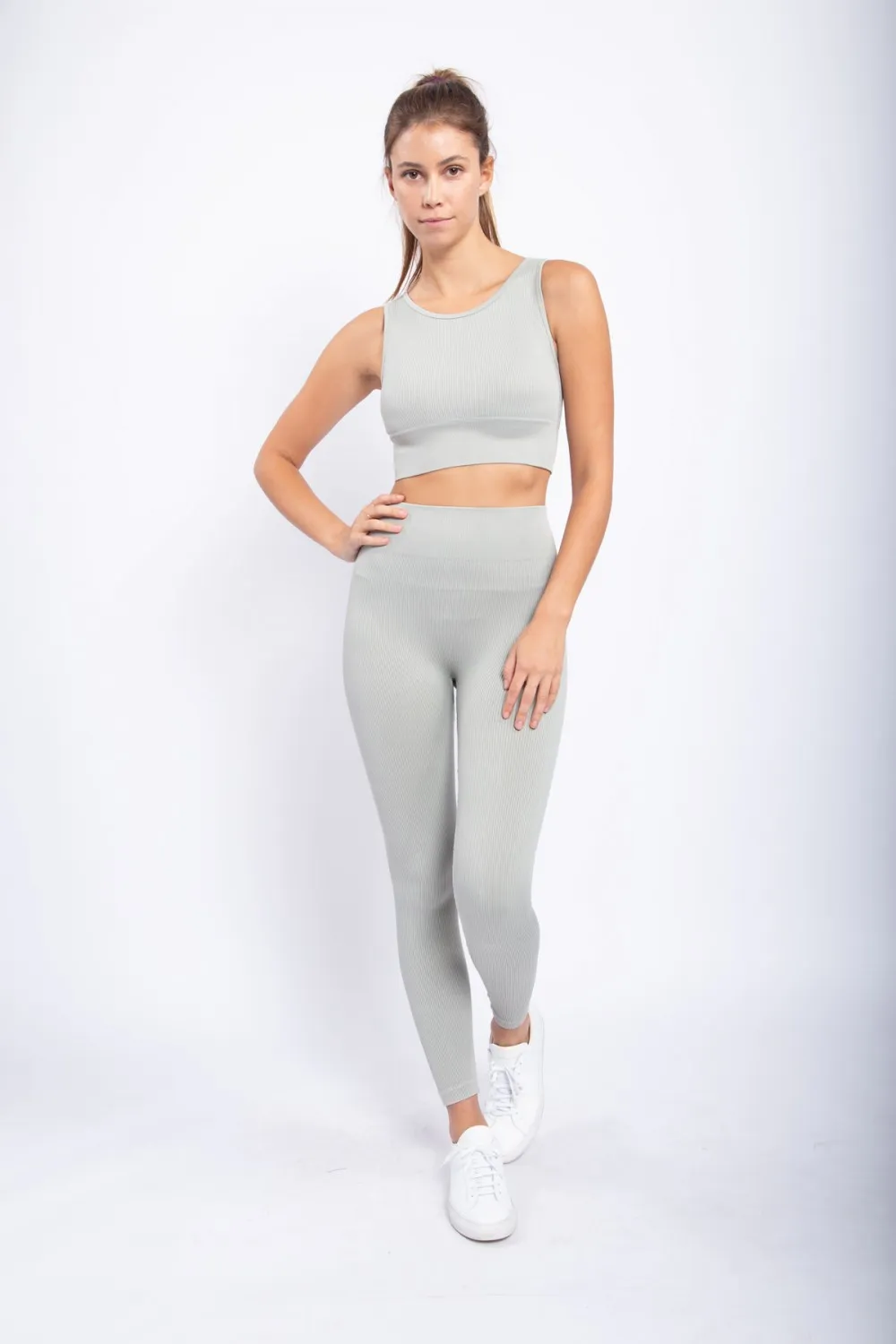 Carolyne Ribbed Mineral Wash Seamless Highwaist Leggings