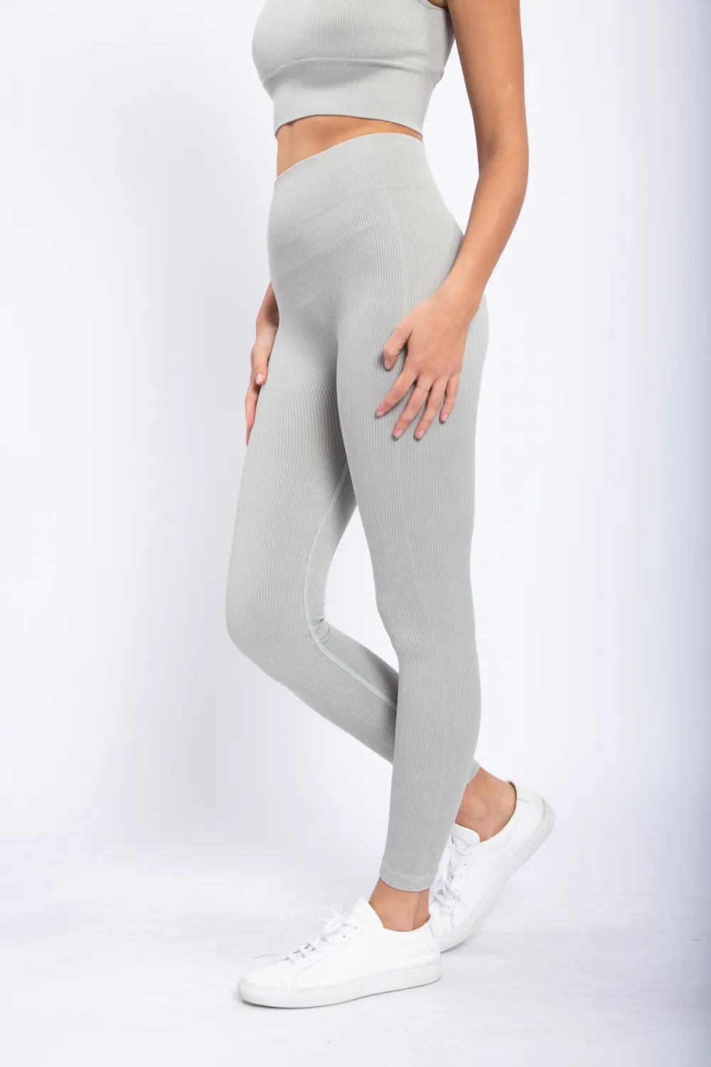 Carolyne Ribbed Mineral Wash Seamless Highwaist Leggings
