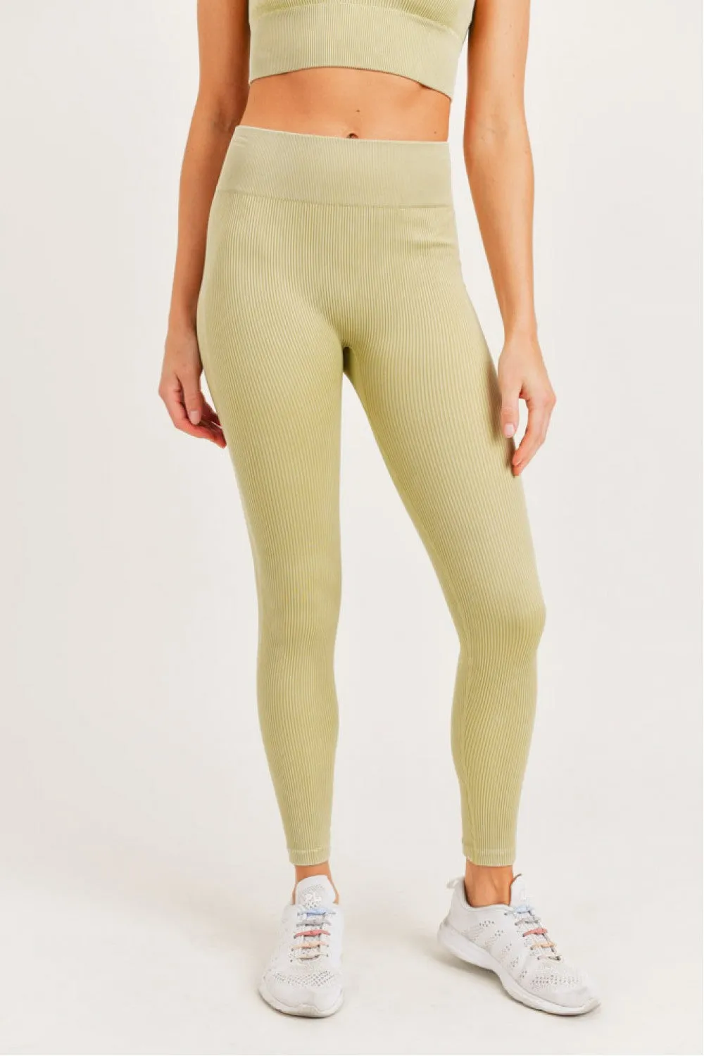 Carolyne Ribbed Mineral Wash Seamless Highwaist Leggings
