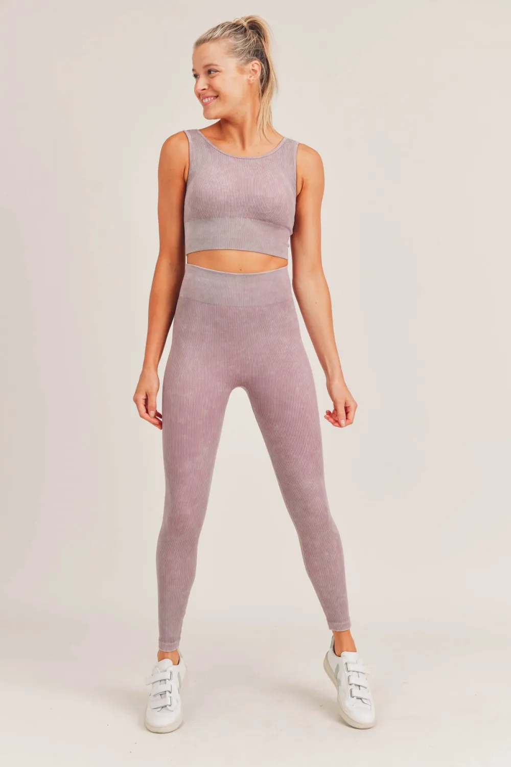 Carolyne Ribbed Mineral Wash Seamless Highwaist Leggings