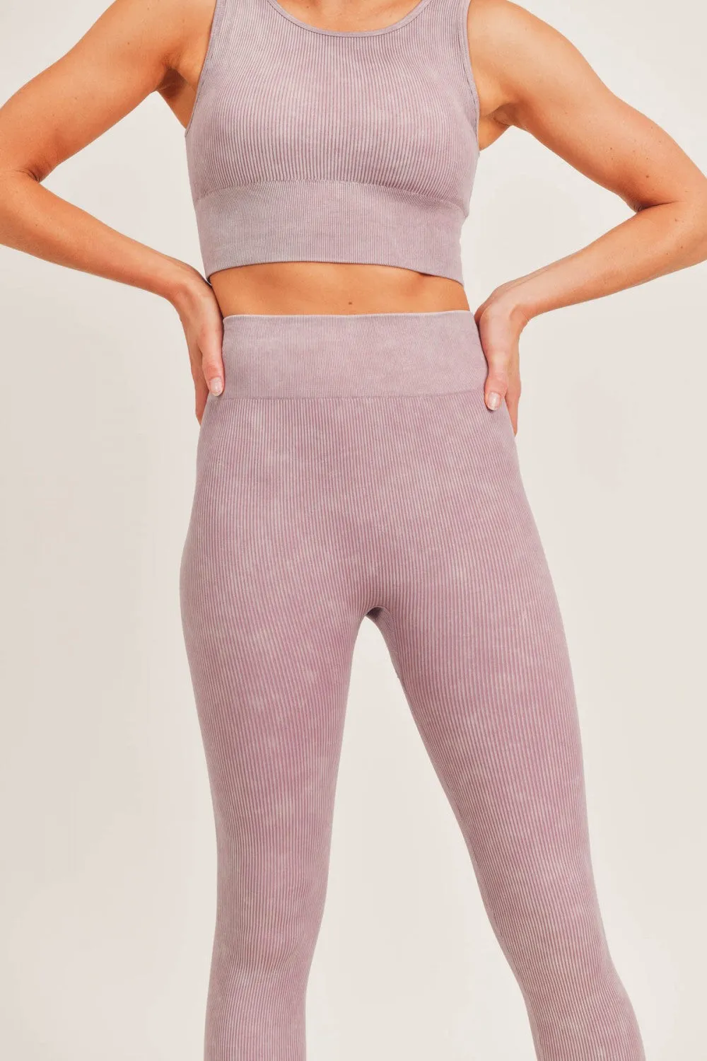 Carolyne Ribbed Mineral Wash Seamless Highwaist Leggings