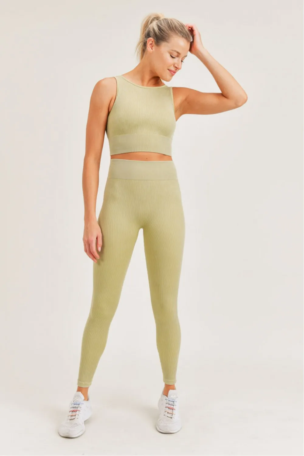 Carolyne Ribbed Mineral Wash Seamless Highwaist Leggings