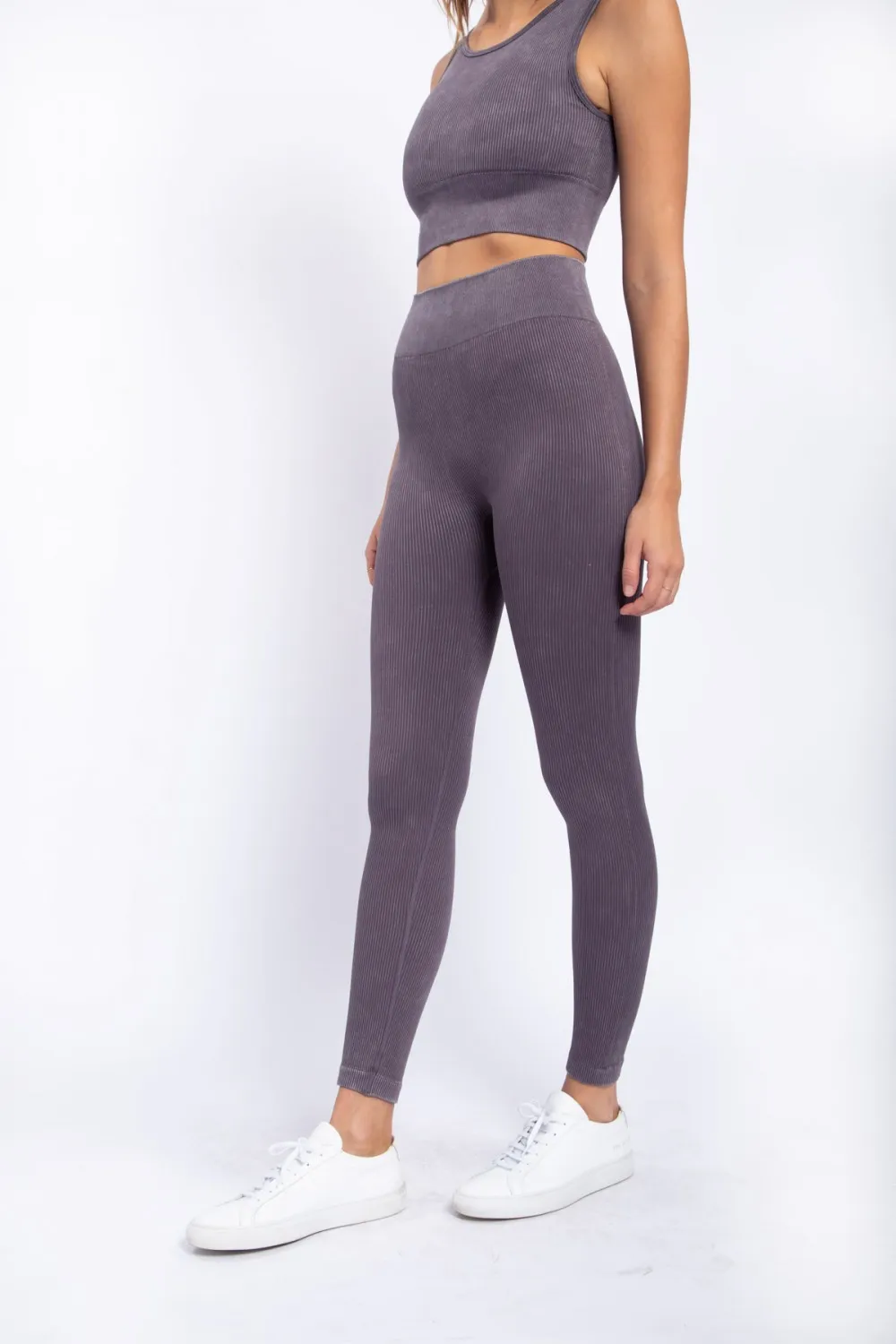 Carolyne Ribbed Mineral Wash Seamless Highwaist Leggings