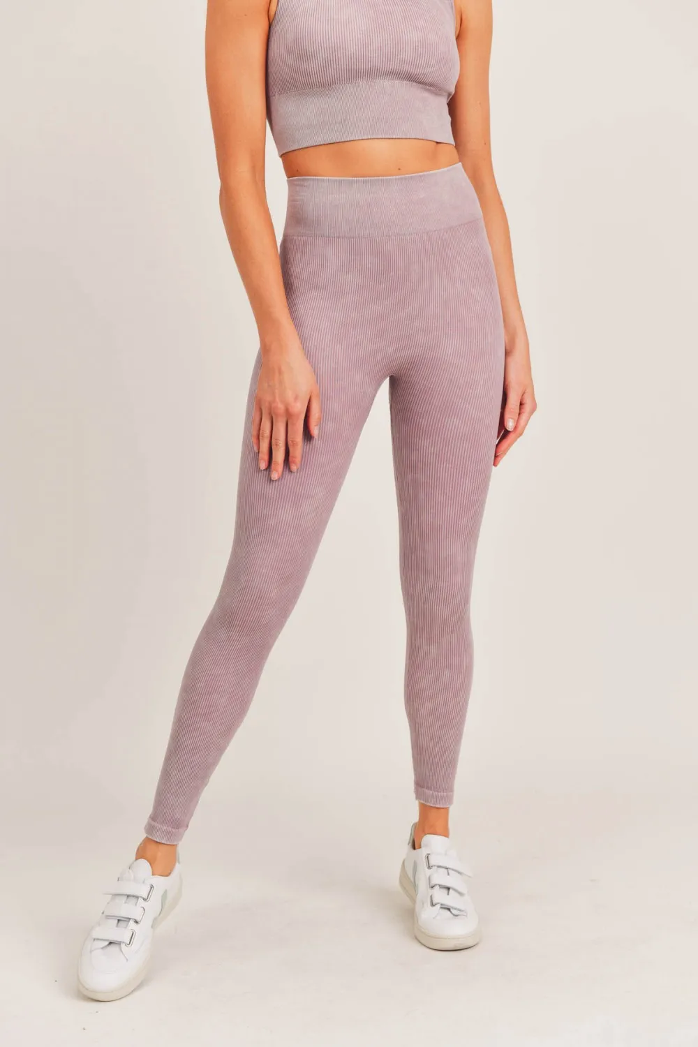 Carolyne Ribbed Mineral Wash Seamless Highwaist Leggings