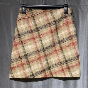 Carven Tan and Plaid A line Mini Skirt