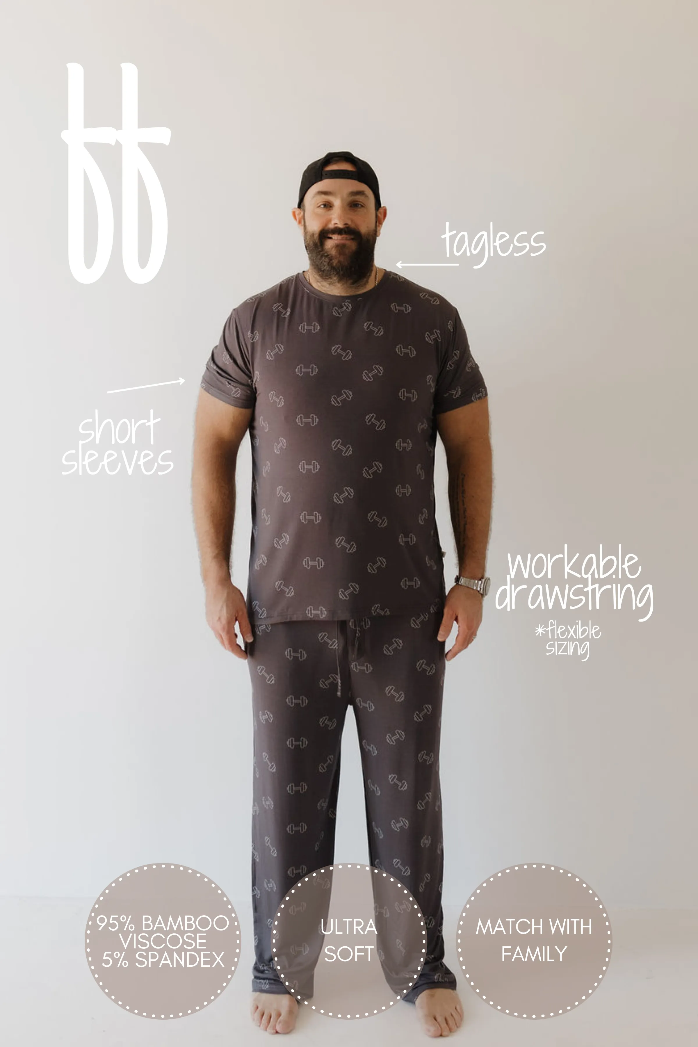 Charcoal Arm Day | Bamboo Men's Short Sleeve Pajama